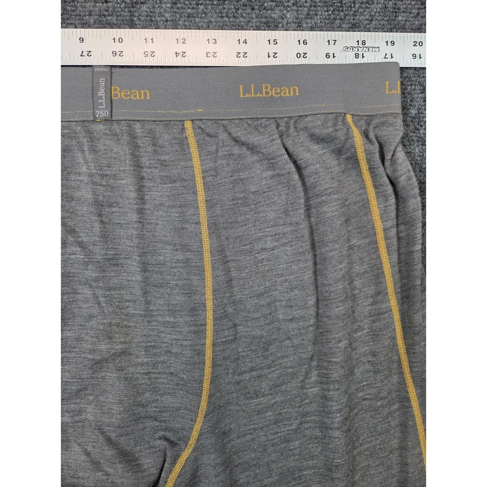 LL Bean Mens XXL Gray 100% Merino Wool Midweight Base Layer Pants 514288